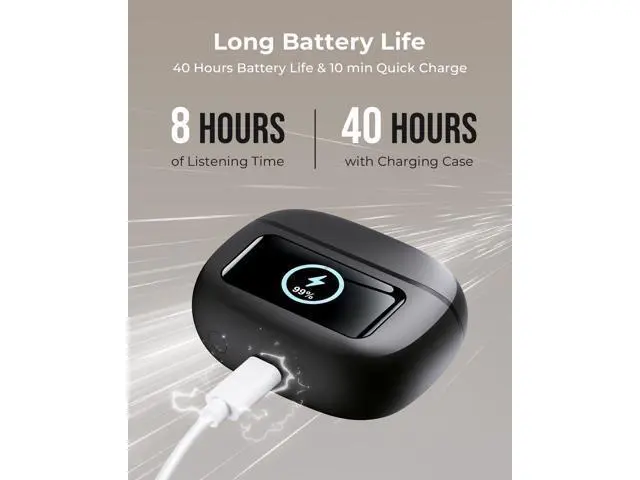 Alt view image 5 of 7 - Wireless Earbuds Ear Buds Active Noise Cancelling with Charging Case 6.0 Bluetooth Earbuds with AI Clear Calls 40H Playtime for Sports & Working Stereo Sound Headphones for iPhone/Android/iPad