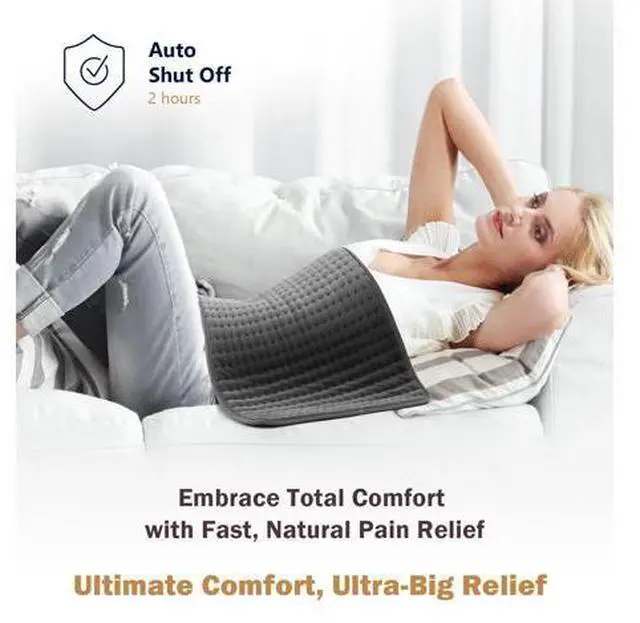 Alt view image 4 of 7 - Extra Large Microplush Heating Pad for Back Neck Shoulder Pain Cramps Relief - Gifts for Women Men Mom Dad, Mothers Day Fathers Day Christmas Birthday Gifts - 6 Heat Settings, Auto-Off - 17"x33"