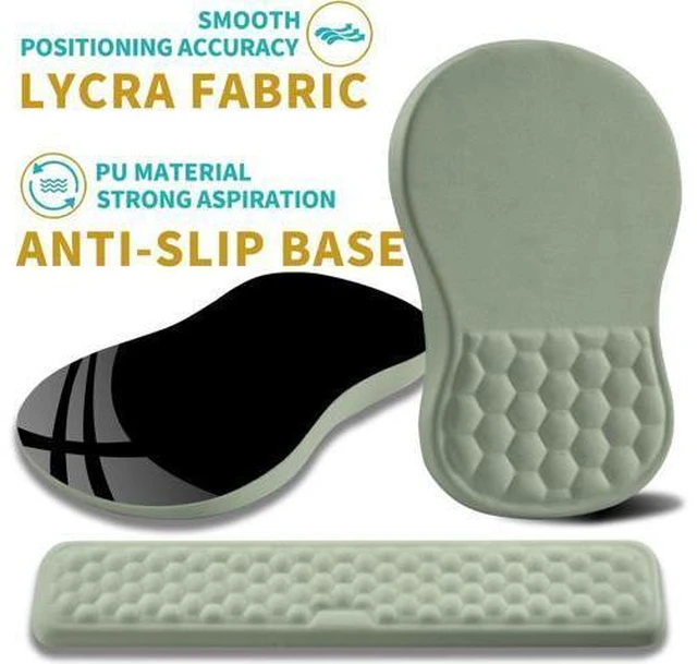 Alt view image 6 of 6 - 2 in 1 Ergonomic Mouse Pad Wrist Support & Wrist Rest for Computer Keyboard Set with Relieve Carpal Tunnel Pain Massage Bulge and Full Memory Gel Design (2In1 Set Light Green)