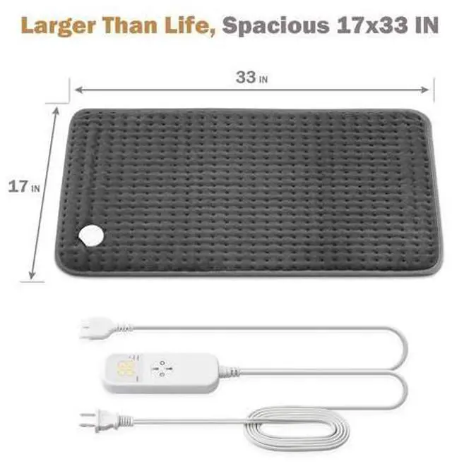 Alt view image 7 of 7 - Extra Large Microplush Heating Pad for Back Neck Shoulder Pain Cramps Relief - Gifts for Women Men Mom Dad, Mothers Day Fathers Day Christmas Birthday Gifts - 6 Heat Settings, Auto-Off - 17"x33"