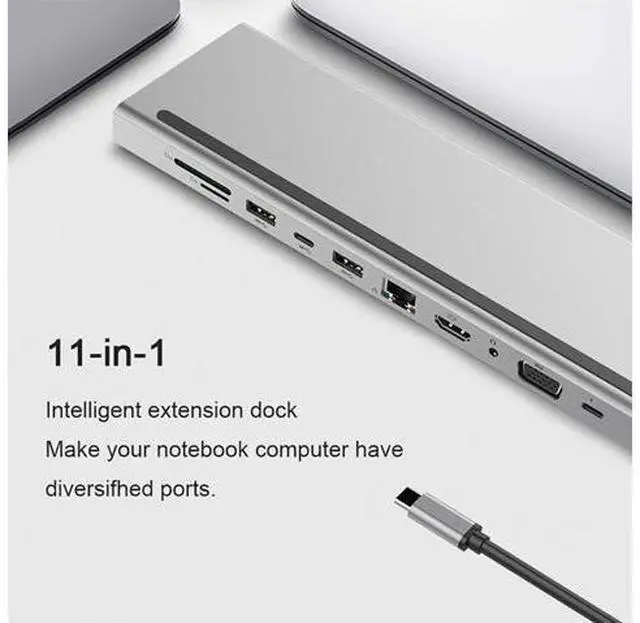 Alt view image 4 of 7 - USB C Type C Hub USB Type C Hub, USB C Hub, USB Type C Docking Station 11 in 1, USB C to HDMI 4K VGA, 3USB 3.0, RJ45 Gigabit Ethernet, PD SD/TF Card Reader, 3.5mm Audio, for MacBook, MacBook Pro, iPad