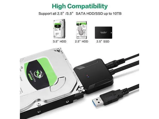 Alt view image 3 of 7 - SATA to USB Cable USB 3.0 to Hard Drive Adapter Converter for 2.5 3.5 Inch Hard Drive Disk HDD SATA III and SSD Support UASP with 12V 2A Power Adapter