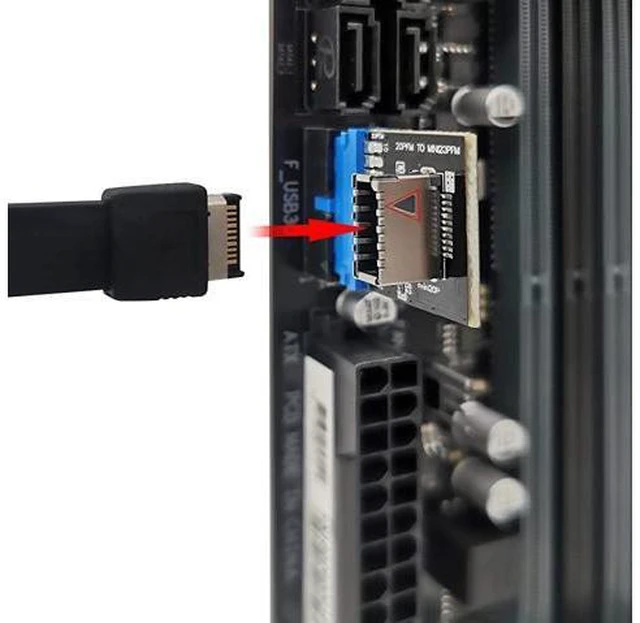 Alt view image 5 of 6 - USB 3.0 (3.1 Gen 2) Internal (19-Pin) Header to USB 3.1/3.2 Type-C (20-Pin) A-Key Front Panel Adapter