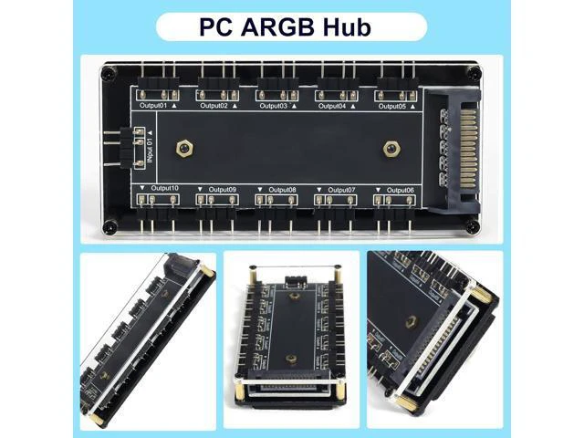 Alt view image 2 of 5 - 5V 3Pin ARGB LED Hub,10 Way 5V 3 Pin RGB Splitter