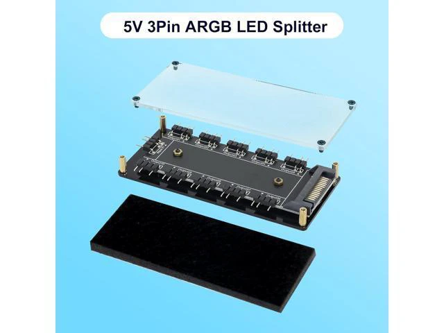 Alt view image 5 of 5 - 5V 3Pin ARGB LED Hub,10 Way 5V 3 Pin RGB Splitter