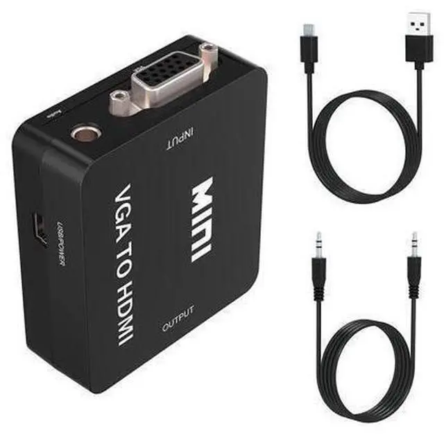 Alt view image 4 of 7 - VGA to HDMI Female to Female Adapter Cable with USB Cable and 3.5mm Audio Port Cable Support HDTV for PC Laptop Display Computer Mac Projector (Black)