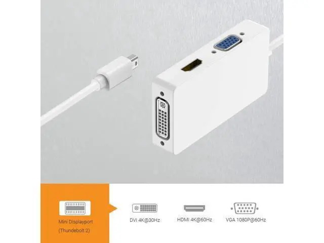 Alt view image 2 of 7 - Mini DisplayPort to HDMI VGA DVI Adapter, 4K Mini DP Thunderbolt 2 to DVI HDMI VAG Converter Compatible with 2015 MacBook Pro, 2015 iMac, 2018 Mac Mini and Before, Surface Pro 6/5/4/3/2/1 More