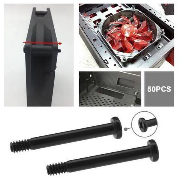 Alt view image 2 of 7 - The Lord of the Tools 100PCS Computer Case Fan Screws Kit PC Fan Screws Housing Radiator Screws Computer Chassis Fan Components 50PCS #6-32x30mm & 50PCS M5x10mm Black