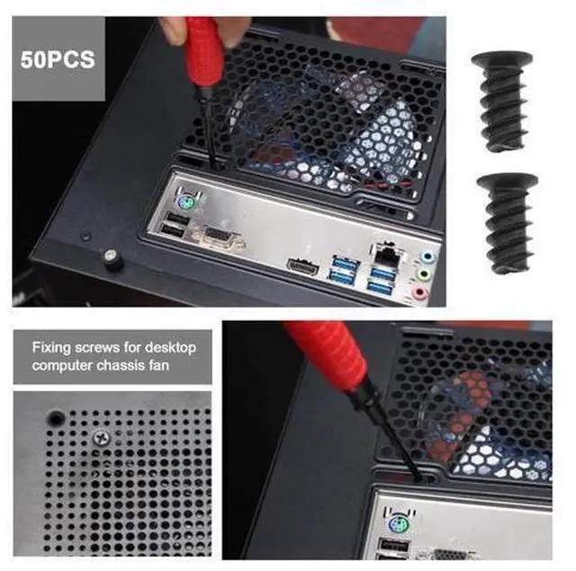Alt view image 3 of 7 - The Lord of the Tools 100PCS Computer Case Fan Screws Kit PC Fan Screws Housing Radiator Screws Computer Chassis Fan Components 50PCS #6-32x30mm & 50PCS M5x10mm Black
