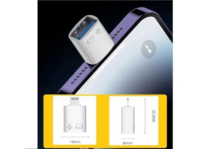 Alt view image 6 of 7 - USB C Female to Lightning Male Adapter Lightning Male to USB-A Female USB 3.0 OTG Connector for iPhone 14/13/12/11/Pro Max/iPad/iPod/AirPods Audio Microphone Support Recording Not Support Calling