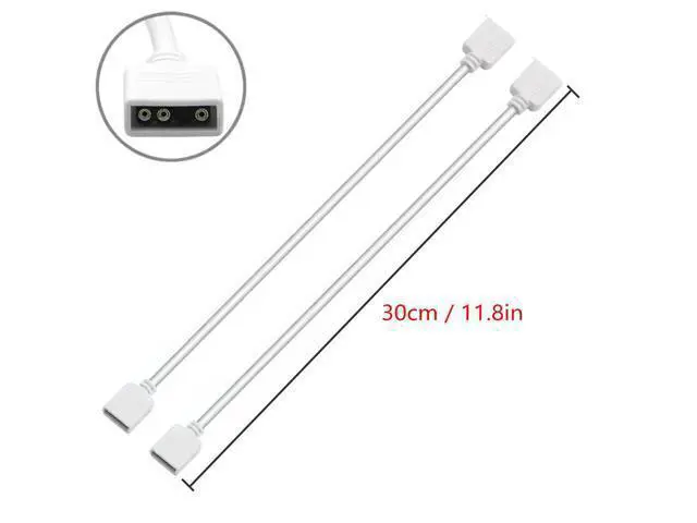 Alt view image 3 of 7 - 2-Pack 1-to-1 ARGB Extension Cable, White 5V 3-Pin Female to Female ARGB Addressable RGB Adapter Cable, ARGB LED Sync Cable for Extend PC Computer ARGB Fans Or ARGB LED Lights, 11.8 Inches