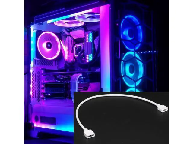 Alt view image 7 of 7 - 2-Pack 1-to-1 ARGB Extension Cable, White 5V 3-Pin Female to Female ARGB Addressable RGB Adapter Cable, ARGB LED Sync Cable for Extend PC Computer ARGB Fans Or ARGB LED Lights, 11.8 Inches