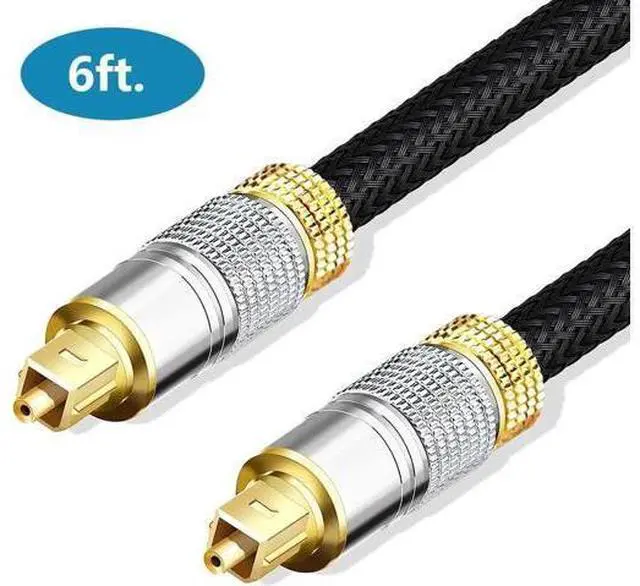Main image of Optical Audio Cable, 6ft. / 1.8M Fiber Optic Audio Cable with Durable 24K Gold-Plated, Nylon Braided Male to Male Optical Digital Cable for HI-FI Sound Bar, Home Theater, TV, PS4, Xbox, Playstation