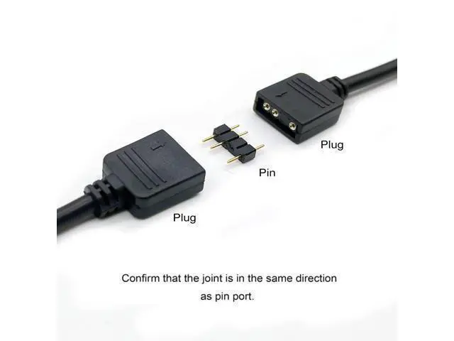 Alt view image 5 of 5 - (3-Pack) ARGB Extension Cable, 5V 3-Pin Addressable RGB Cable, 1-to-1 Female to Female for Extending Computer PC Fans/LED Lights, 30cm / 11.8in