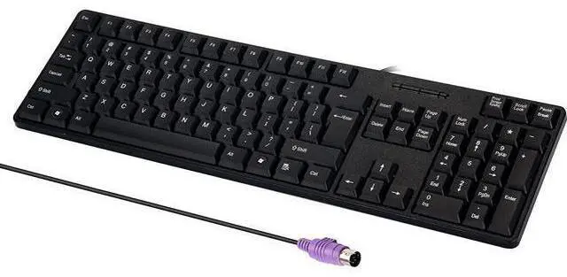 Alt view image 2 of 5 - Wired PS2 104 Keys Computer Keyboard with Stands,Black,Waterproof - US Layout Compatible for Windows, PC, Laptop