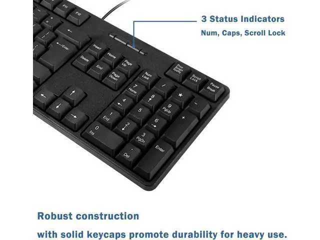 Alt view image 5 of 5 - Wired PS2 104 Keys Computer Keyboard with Stands,Black,Waterproof - US Layout Compatible for Windows, PC, Laptop