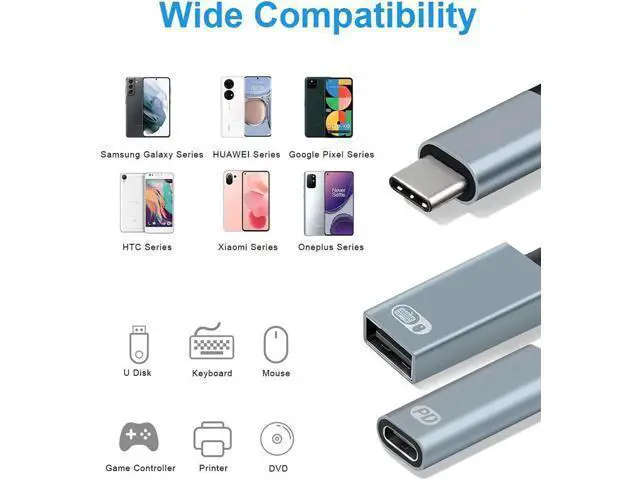 Alt view image 3 of 7 - USB C to USB Adapter OTG and Charger Cable, 2 in 1 USB-C Splitter with 60W PD Charging Type C OTG and USB A Female Port Compatible with Chr-o-mecast G-o-o-g-l-e TV, i-P-ad Pro, S21/S20, Pixel,L-G G8