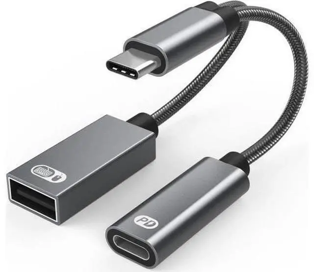 Main image of USB C to USB Adapter OTG and Charger Cable, 2 in 1 USB-C Splitter with 60W PD Charging Type C OTG and USB A Female Port Compatible with Chr-o-mecast G-o-o-g-l-e TV, i-P-ad Pro, S21/S20, Pixel,L-G G8