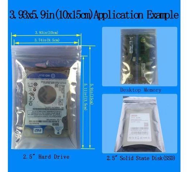 Alt view image 3 of 7 - Anti Static Bags ESD Bags 100pcs Mixed Sizes Antistatic Resealable Bags for 3.5 Hard Drive 2.5 Solid State Drive with Labels ESD Shielding Bags for Varieties of Electronic Device
