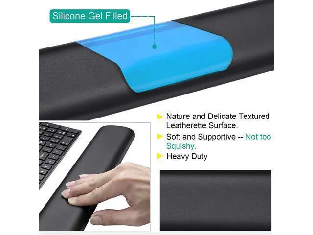 Alt view image 6 of 7 - Leather-Gel Keyboard Wrist Rest And Mouse Wrist Rest Set, Ergonomic Wrist Support Mouse Pad Wrist Pad Relieve Wrist Pain For Full Size Gaming Keyboard And Mouse, Laptop, Computer, Home, Office