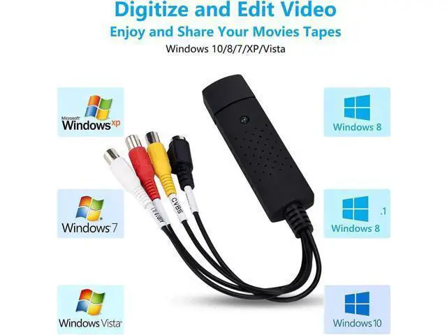 Alt view image 4 of 7 - WISDUM USB Video Capture Converter, Digitize and Edit Video, VCR VHS to DVD, Analog Video to Digital PC for Windows 7 8 10