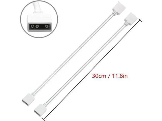 Alt view image 2 of 7 - DIXSG 2-Pack 1-to-1 ARGB Extension Cable, White 5V 3-Pin Female to Female ARGB Addressable RGB Adapter Cable, ARGB LED Sync Cable for Extend PC Computer ARGB Fans Or ARGB LED Lights, 11.8 Inches