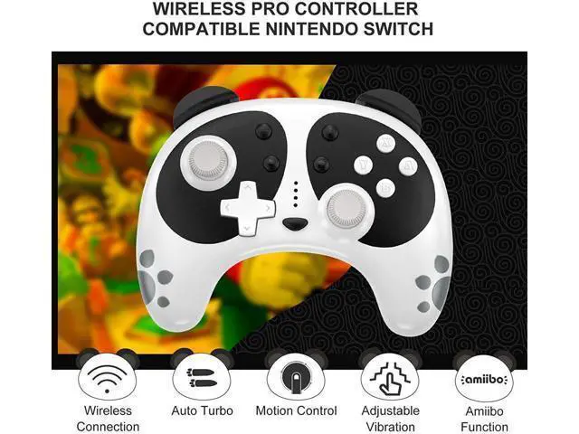 Alt view image 5 of 7 - Wireless Pro Controller for Nintendo Switch, STOGA Panda Switch Controller with NFC Wake-up Function, Compatible with Switch Lite/PC, Support Motion Control Turbo Vibration 2021 New