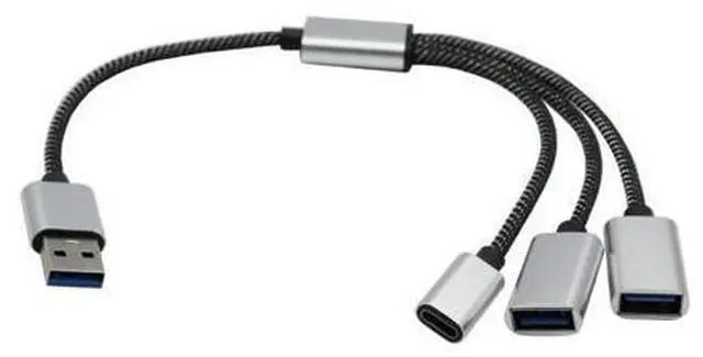 Main image of USB 2.0 Adapter Cable, 1 Male to 3 Female Port Splitter with USB C for LaptopS USB 2.0 Adapter Cable, 1 Male to 3 Female Port Splitter with USB C for LaptopS