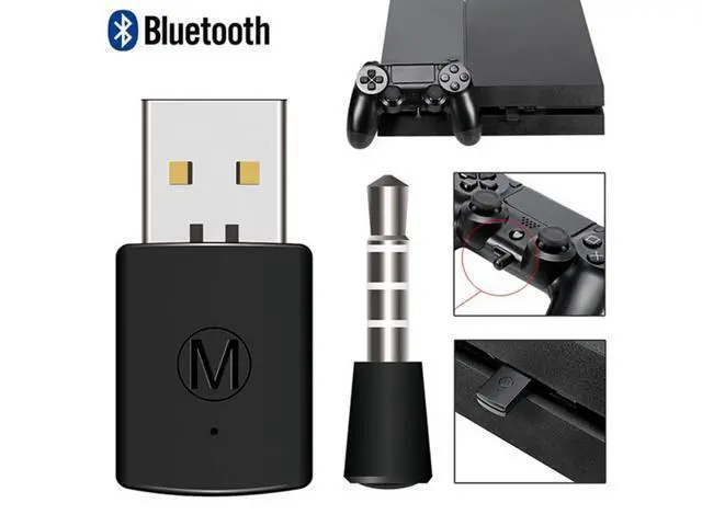 Alt view image 4 of 7 - Bluetooth Receiver Wireless Headset Headphone Adapter with Mic Bluetooth 4.0 Dongle USB Adapter USB Dongle for PS4 Black