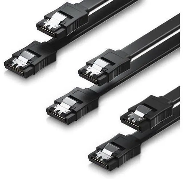 Main image of isptewhie SATA Cable III 3 Pack SATA Cable III 6Gbps Straight HDD SDD Data Cable with Locking Latch 15.7 Inch 40cm Compatible for SATA HDD SSD CD Driver CD Writer - Black