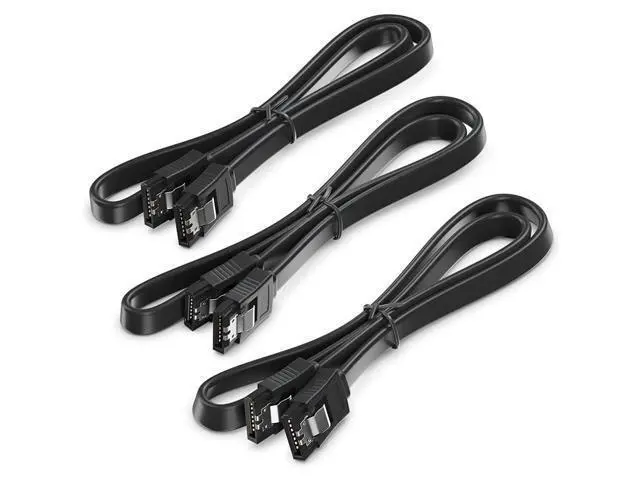 Alt view image 2 of 7 - isptewhie SATA Cable III 3 Pack SATA Cable III 6Gbps Straight HDD SDD Data Cable with Locking Latch 15.7 Inch 40cm Compatible for SATA HDD SSD CD Driver CD Writer - Black