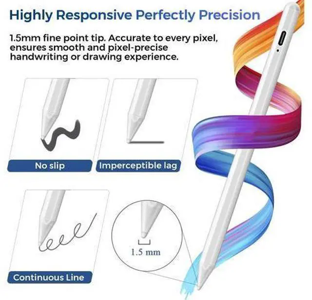 Alt view image 3 of 7 - SZYG Stylus Pen for Apple iPad Pencil - Active Pen with Palm Rejection Compatible with Apple iPad 10th 9th 8th 7th 6th Generation iPad Air M3/M2 5/4/3 iPad Pro 11-12.9 2018-2024 iPad Mini 6th 5th Gen