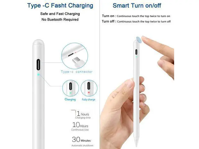 Alt view image 4 of 7 - SZYG Stylus Pen for Apple iPad Pencil - Active Pen with Palm Rejection Compatible with Apple iPad 10th 9th 8th 7th 6th Generation iPad Air M3/M2 5/4/3 iPad Pro 11-12.9 2018-2024 iPad Mini 6th 5th Gen