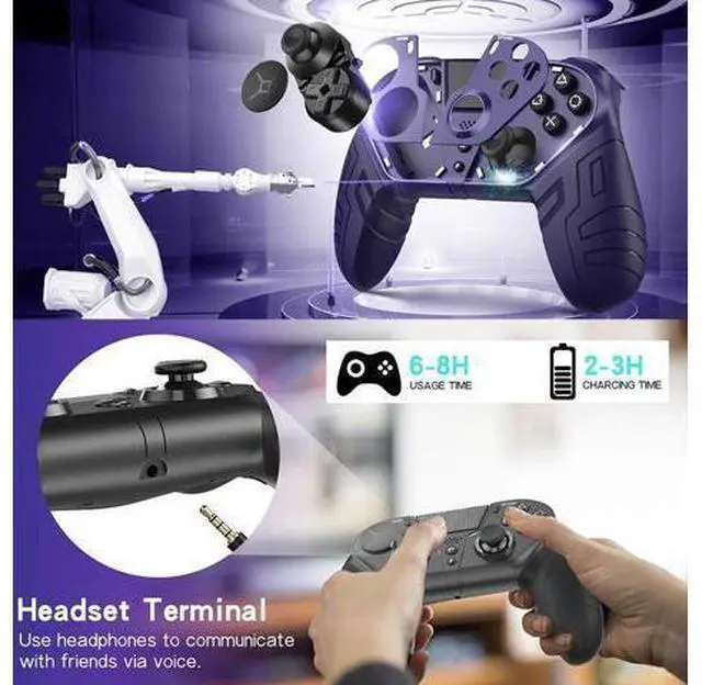Alt view image 2 of 7 - WISDUM Wireless Game PS4 Gamepad Controller For PS4 Elite/Slim/Pro Console For Dualshock 4 Gamepad With Programmable Back Button Support PC Black