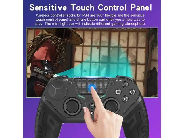 Alt view image 3 of 7 - WISDUM Wireless Game PS4 Gamepad Controller For PS4 Elite/Slim/Pro Console For Dualshock 4 Gamepad With Programmable Back Button Support PC Black