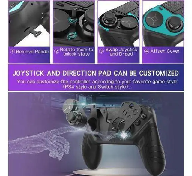 Alt view image 6 of 7 - WISDUM Wireless Game PS4 Gamepad Controller For PS4 Elite/Slim/Pro Console For Dualshock 4 Gamepad With Programmable Back Button Support PC Black