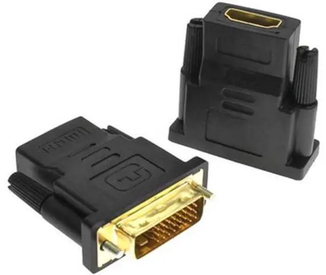 Main image of DIXSG DVI to HDMI Adapter, Bidirectional DVI (DVI-D) to HDMI 1080P Male to Female Converter with Gold-Plated Cord 2 Pack (Black)