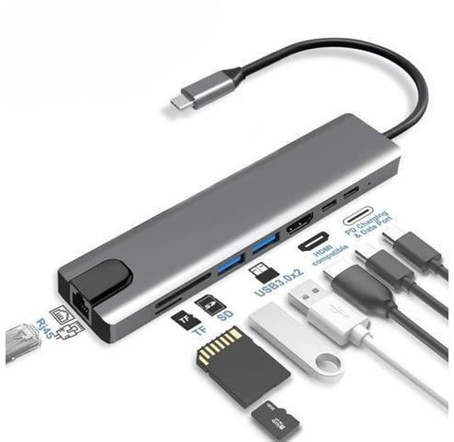 Main image of USB C HUB Type C to HDMI-compatible USB 3.0 Adapter 8 in 1 Type C HUB Dock for MacBook Pro Air USB C Splitter