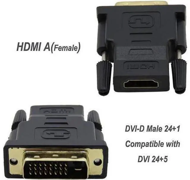 Alt view image 7 of 7 - DIXSG DVI to HDMI Adapter, Bidirectional DVI (DVI-D) to HDMI 1080P Male to Female Converter with Gold-Plated Cord 2 Pack (Black)