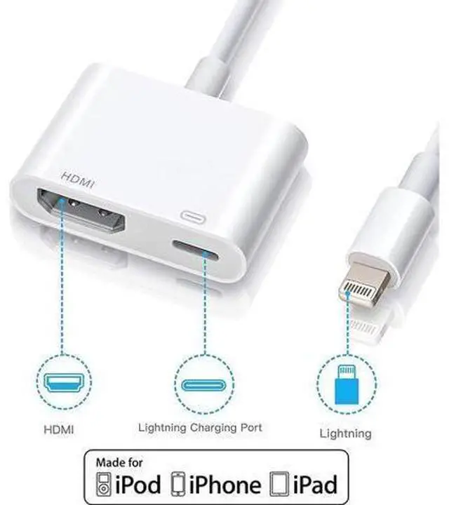 Alt view image 2 of 7 - DIXSG Lightning to HDMI Adapter for iPhone to TV, 1080P Digital AV Adapter Sync Screen Connector Cable Compatible for iPhone 14 13 12 11 XS XR X 8 iPad to HDTV Projector Monitor Brand: Veetone