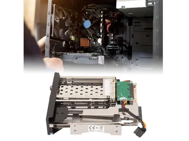 Alt view image 4 of 5 - HDD Internal SATA Mobile Rack Cage for 2.5"SSD HDD, Dual Bay SATA III HDD SSD Enclosure Backplane SATA HDD Tray Enclosure for 2.5in 3.5in SATA Hard Drives, Tray Less Hot Swap
