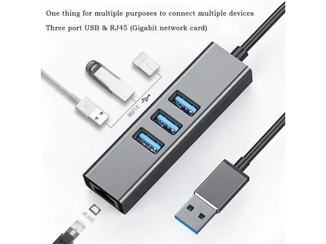 Alt view image 2 of 7 - USB to RJ45 Gigabit Network Card 10M/100M/1000M Network Adapter Drive free Expansion Dock Gigabit Computer External USB Network Card 3.0 HUB Integrator
