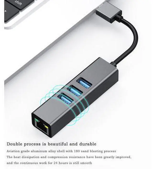 Alt view image 6 of 7 - USB to RJ45 Gigabit Network Card 10M/100M/1000M Network Adapter Drive free Expansion Dock Gigabit Computer External USB Network Card 3.0 HUB Integrator