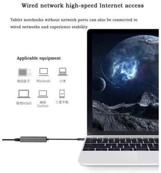 Alt view image 7 of 7 - USB to RJ45 Gigabit Network Card 10M/100M/1000M Network Adapter Drive free Expansion Dock Gigabit Computer External USB Network Card 3.0 HUB Integrator