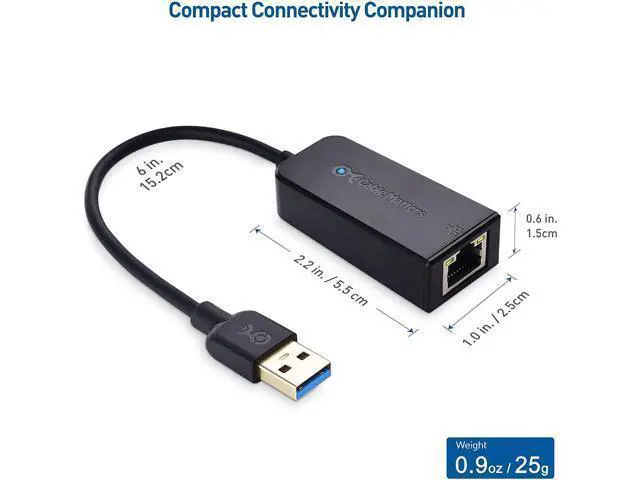 Alt view image 2 of 7 - Network Adapter, USB to Ethernet Adapter (USB 3.0 to Gigabit Ethernet, Ethernet to USB, Ethernet Adapter for Laptop) Supporting 10/100/1000 Mbps Ethernet Network in Black