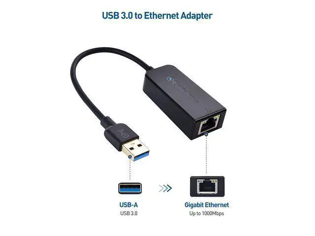 Alt view image 3 of 7 - Network Adapter, USB to Ethernet Adapter (USB 3.0 to Gigabit Ethernet, Ethernet to USB, Ethernet Adapter for Laptop) Supporting 10/100/1000 Mbps Ethernet Network in Black