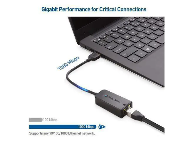 Alt view image 4 of 7 - Network Adapter, USB to Ethernet Adapter (USB 3.0 to Gigabit Ethernet, Ethernet to USB, Ethernet Adapter for Laptop) Supporting 10/100/1000 Mbps Ethernet Network in Black