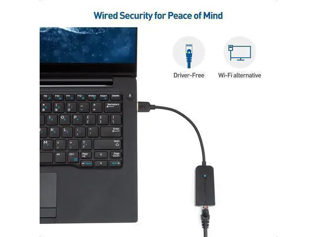 Alt view image 7 of 7 - Network Adapter, USB to Ethernet Adapter (USB 3.0 to Gigabit Ethernet, Ethernet to USB, Ethernet Adapter for Laptop) Supporting 10/100/1000 Mbps Ethernet Network in Black