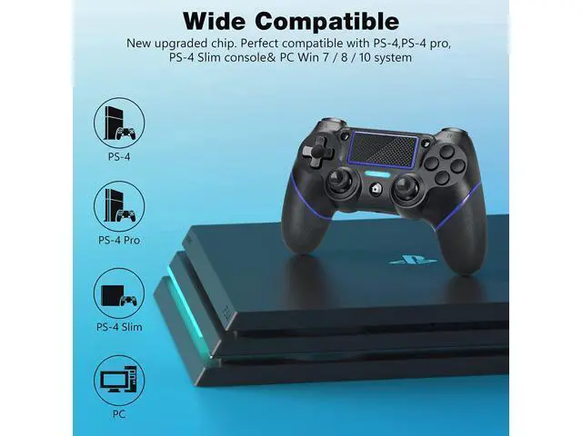 Alt view image 4 of 7 - Y Team Wireless Controller for PS4, Wireless PS4 Gaming Controller USB Gamepad Joypad Controller with Dual-Vibration for PS4/ Slim/Pro/PC(Win 7/8/10)