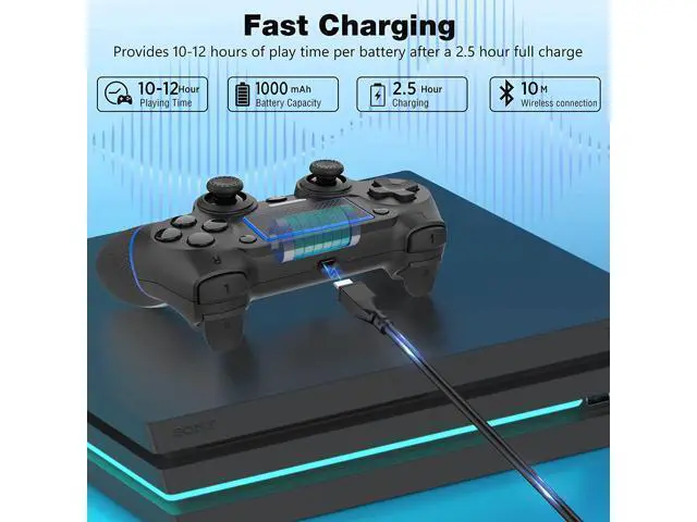 Alt view image 2 of 7 - Y Team Wireless Controller for PS4, Wireless PS4 Gaming Controller USB Gamepad Joypad Controller with Dual-Vibration for PS4/ Slim/Pro/PC(Win 7/8/10)